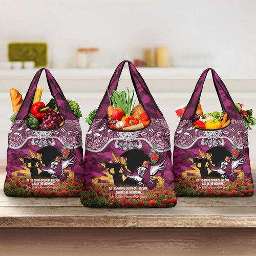 Personalised Sea Eagles Rugby ANZAC Day Grocery Bag Last Post Poppy We Will Remember Them