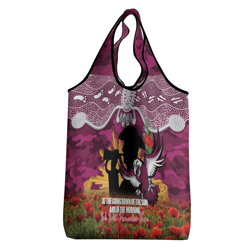 Personalised Sea Eagles Rugby ANZAC Day Grocery Bag Last Post Poppy We Will Remember Them