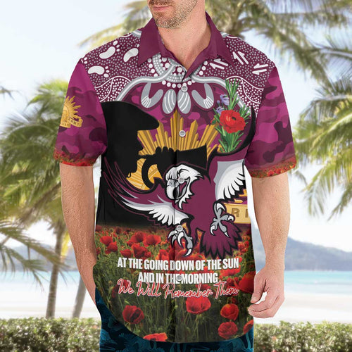 Personalised Sea Eagles Rugby ANZAC Day Hawaiian Shirt Last Post Poppy We Will Remember Them