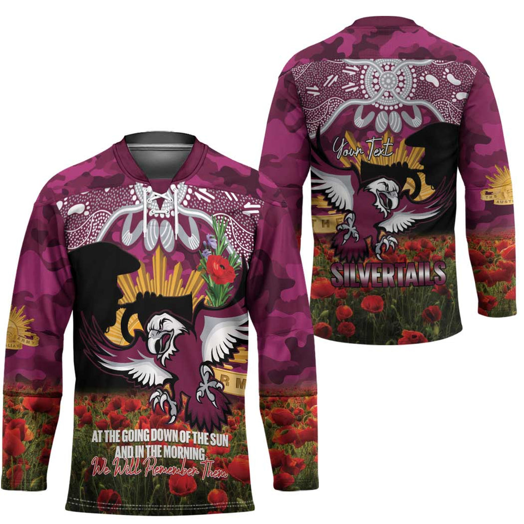 Personalised Sea Eagles Rugby ANZAC Day Hockey Jersey Last Post Poppy We Will Remember Them