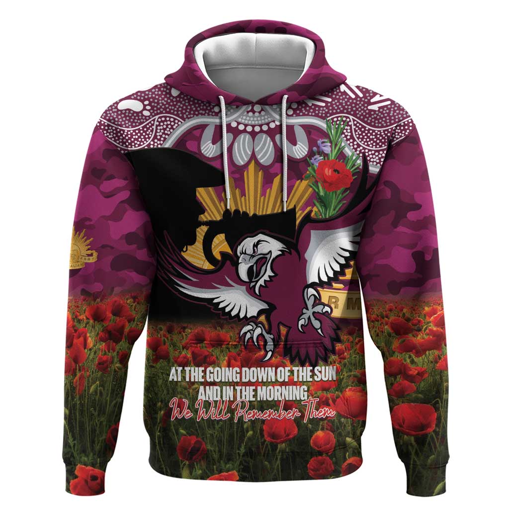 Personalised Sea Eagles Rugby ANZAC Day Hoodie Last Post Poppy We Will Remember Them