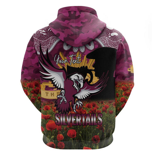 Personalised Sea Eagles Rugby ANZAC Day Hoodie Last Post Poppy We Will Remember Them