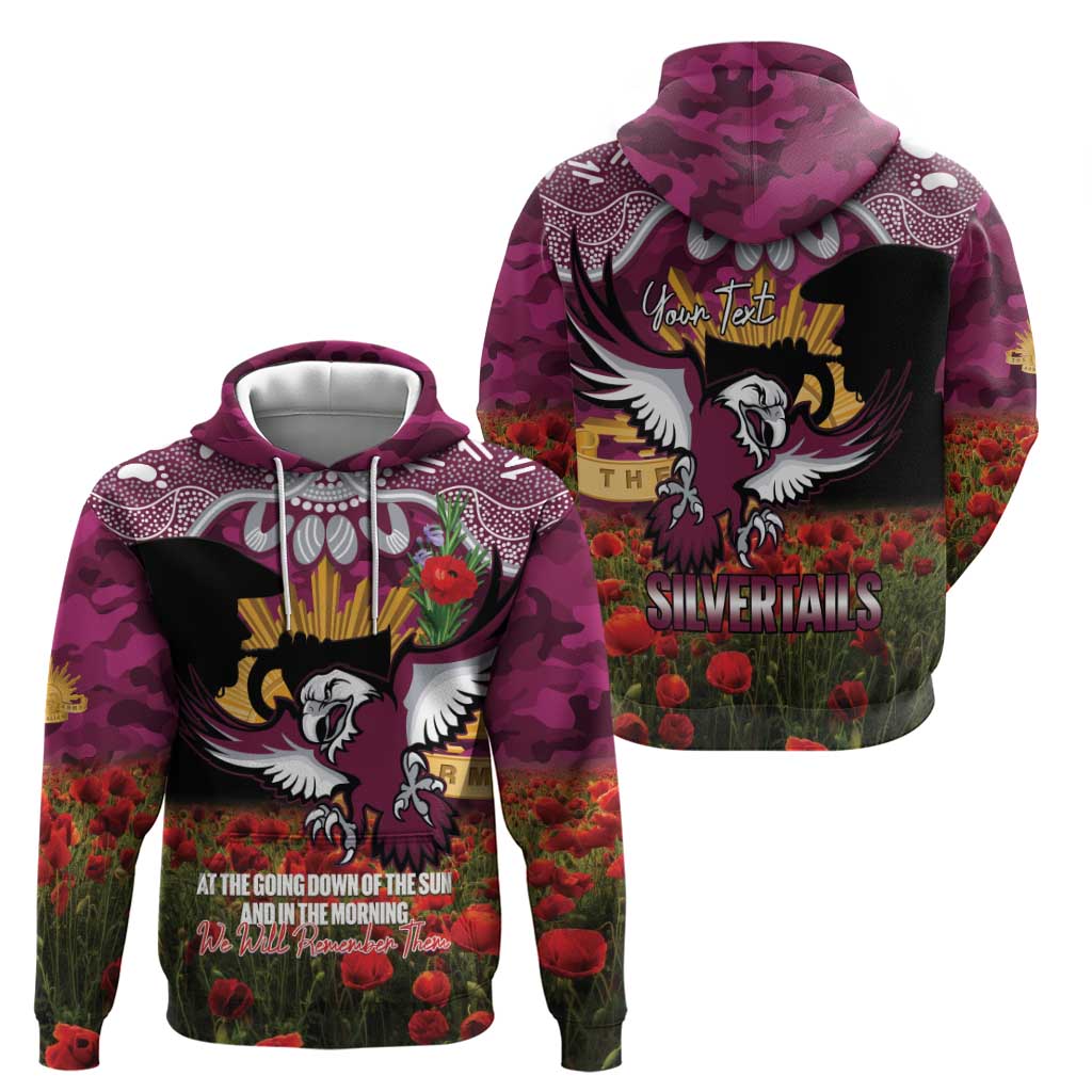 Personalised Sea Eagles Rugby ANZAC Day Hoodie Last Post Poppy We Will Remember Them