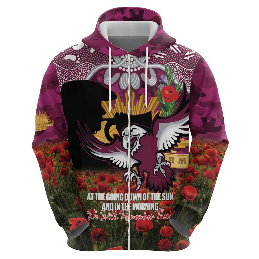 Personalised Sea Eagles Rugby ANZAC Day Hoodie Last Post Poppy We Will Remember Them