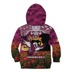 Personalised Sea Eagles Rugby ANZAC Day Kid Hoodie Last Post Poppy We Will Remember Them
