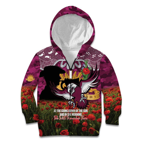 Personalised Sea Eagles Rugby ANZAC Day Kid Hoodie Last Post Poppy We Will Remember Them