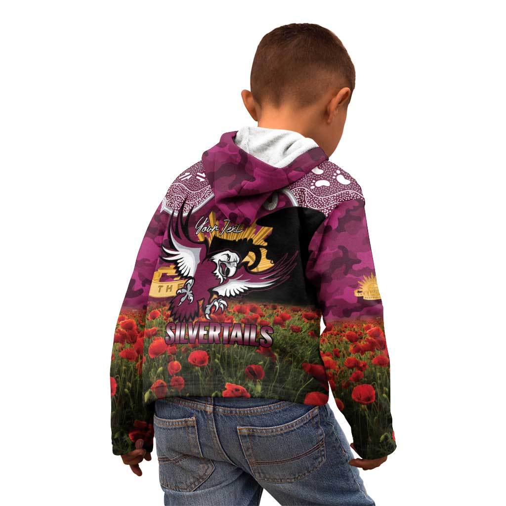 Personalised Sea Eagles Rugby ANZAC Day Kid Hoodie Last Post Poppy We Will Remember Them