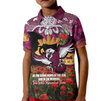 Personalised Sea Eagles Rugby ANZAC Day Kid Polo Shirt Last Post Poppy We Will Remember Them