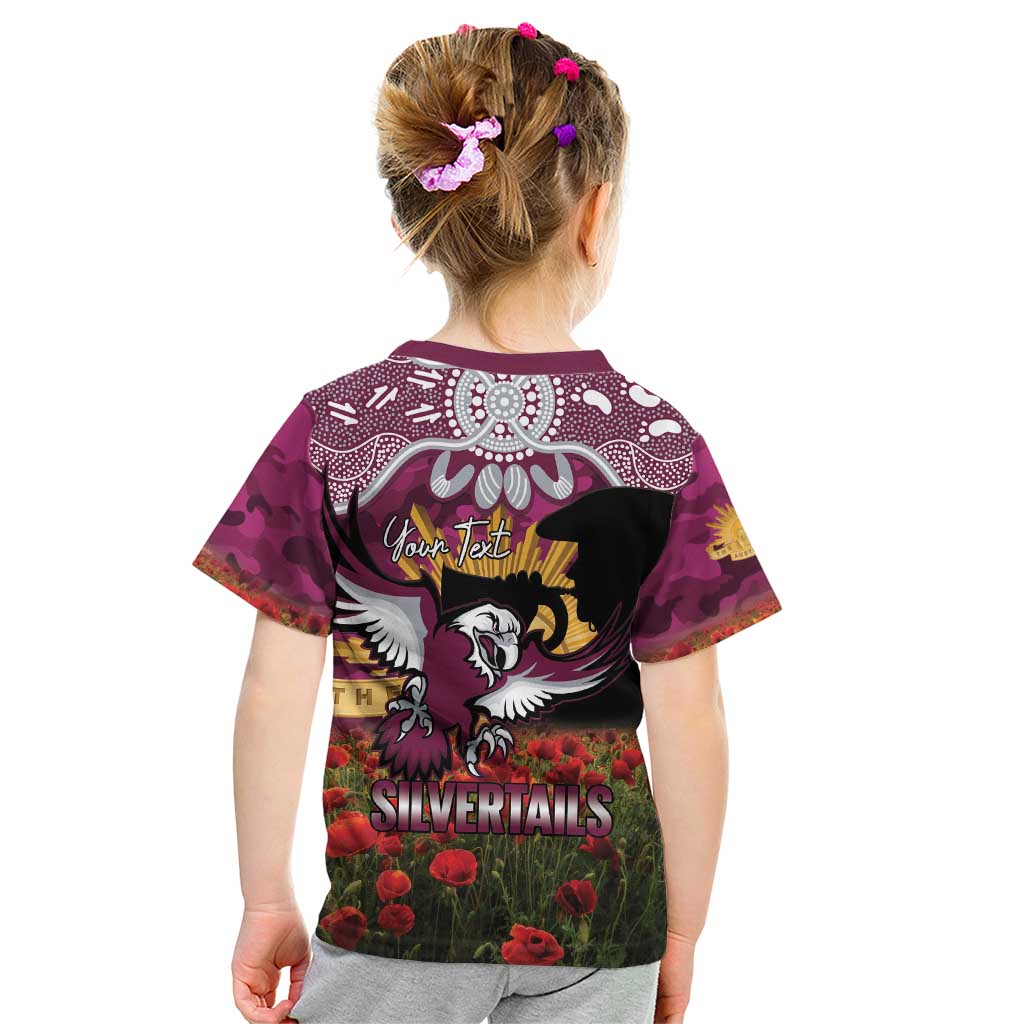 Personalised Sea Eagles Rugby ANZAC Day Kid T Shirt Last Post Poppy We Will Remember Them