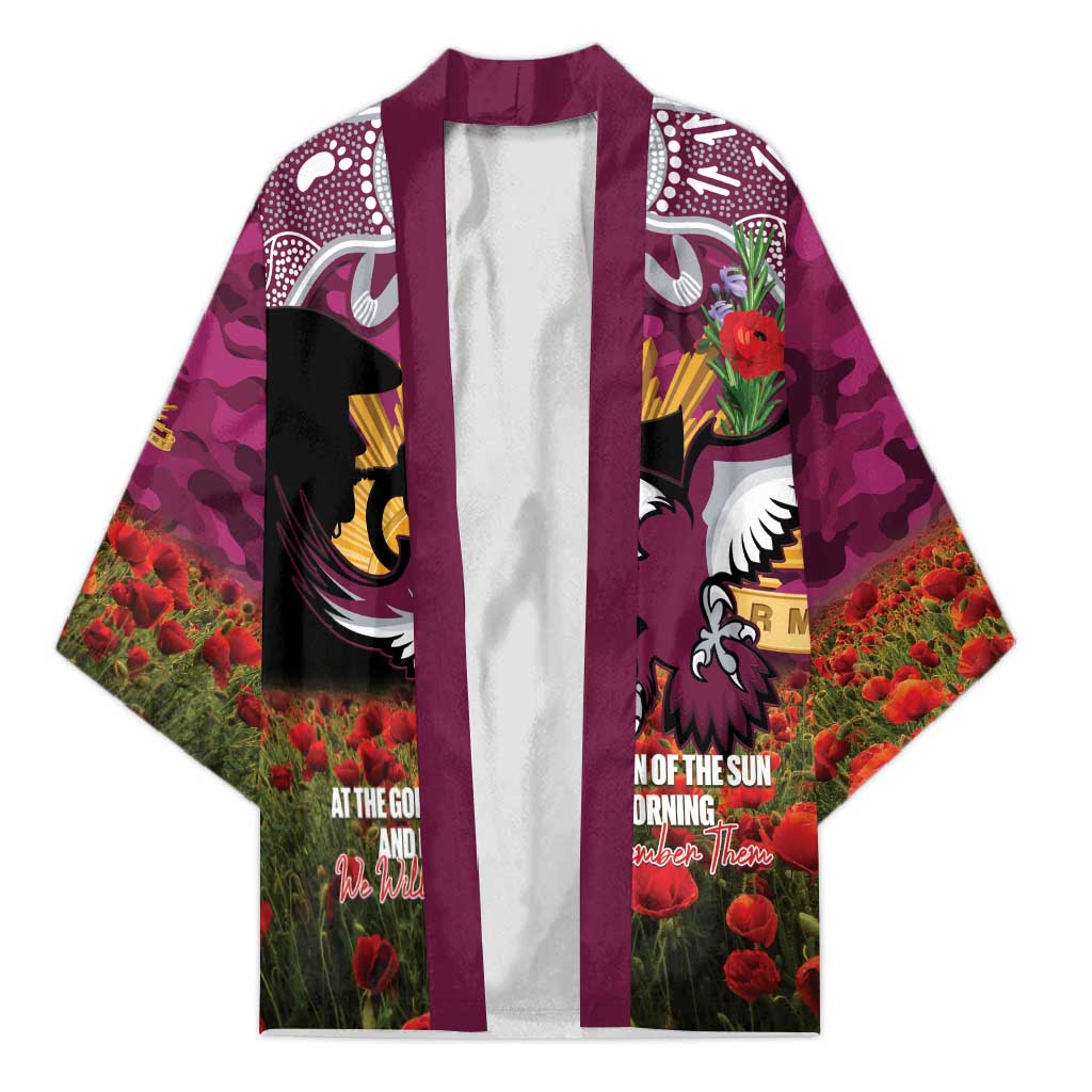 Personalised Sea Eagles Rugby ANZAC Day Kimono Last Post Poppy We Will Remember Them