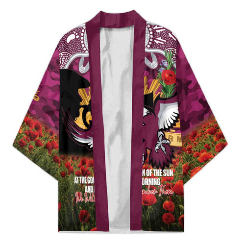 Personalised Sea Eagles Rugby ANZAC Day Kimono Last Post Poppy We Will Remember Them