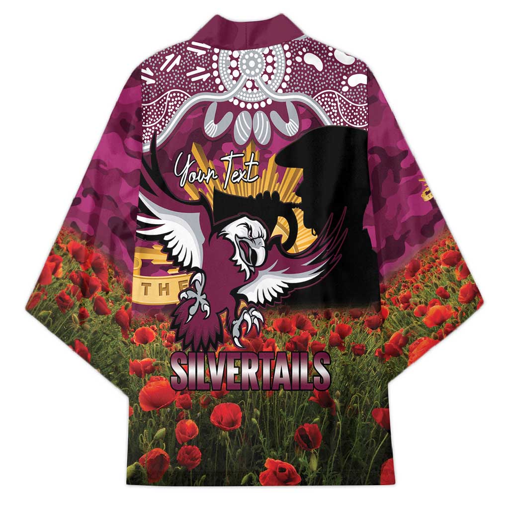 Personalised Sea Eagles Rugby ANZAC Day Kimono Last Post Poppy We Will Remember Them