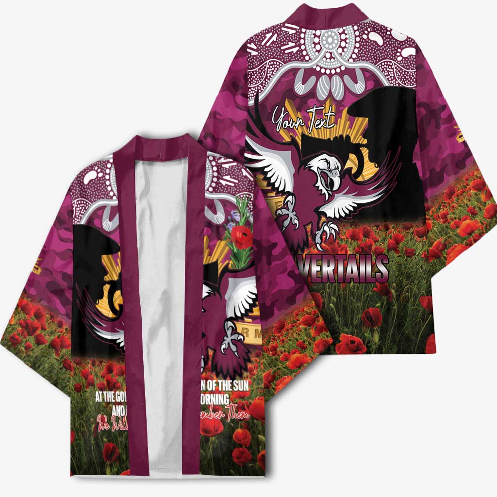 Personalised Sea Eagles Rugby ANZAC Day Kimono Last Post Poppy We Will Remember Them