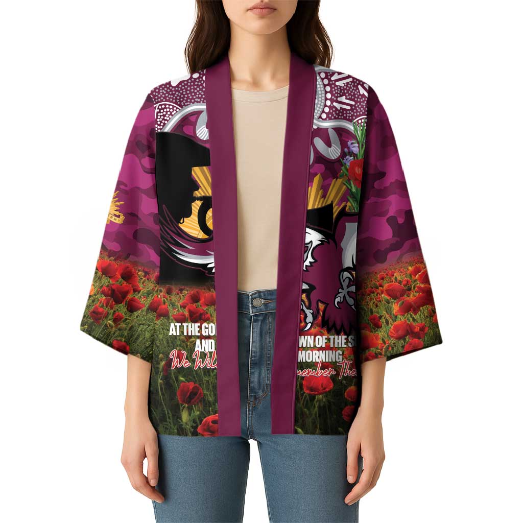 Personalised Sea Eagles Rugby ANZAC Day Kimono Last Post Poppy We Will Remember Them