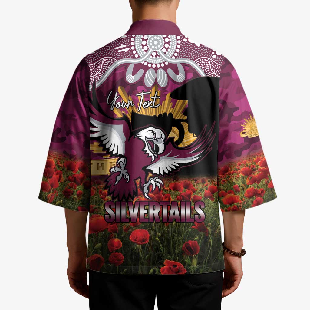 Personalised Sea Eagles Rugby ANZAC Day Kimono Last Post Poppy We Will Remember Them