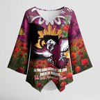 Personalised Sea Eagles Rugby ANZAC Day Kimono Sleeve Blouse Last Post Poppy We Will Remember Them
