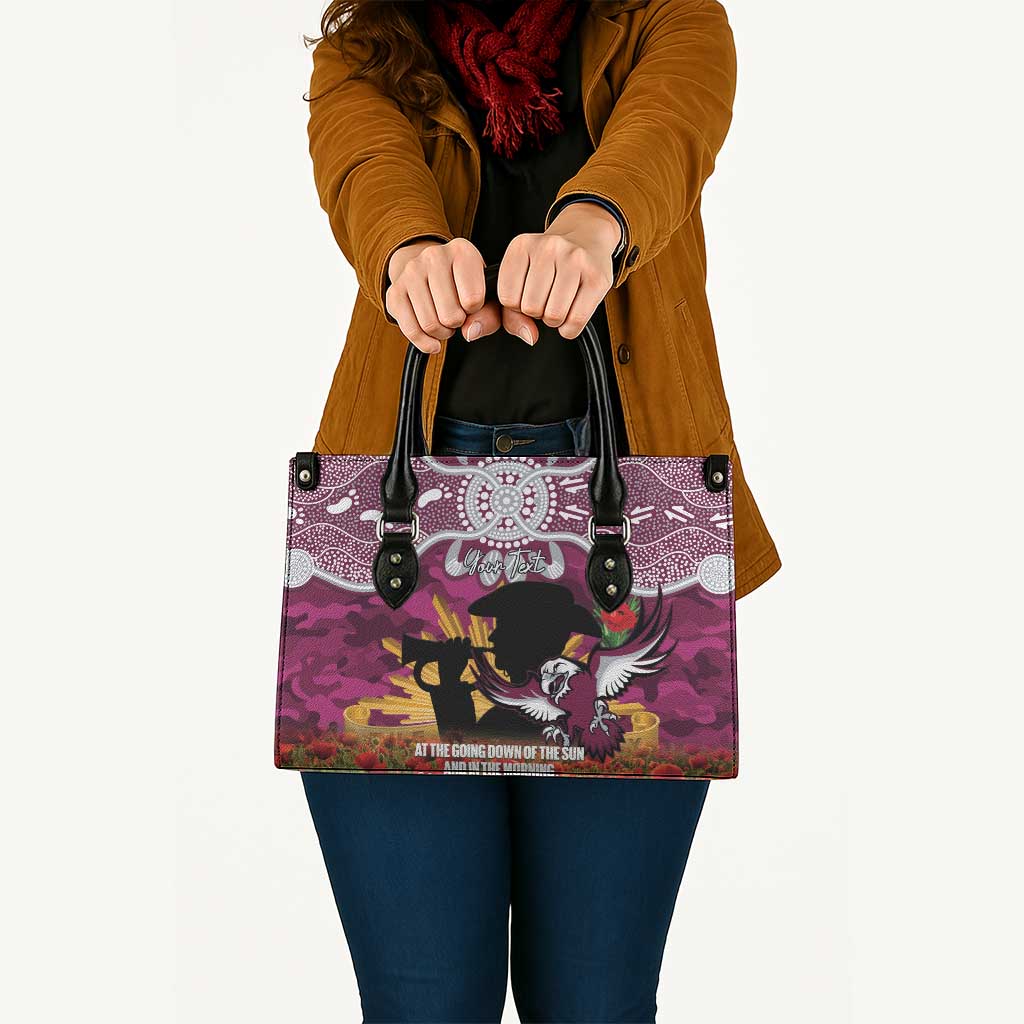 Personalised Sea Eagles Rugby ANZAC Day Leather Bag Last Post Poppy We Will Remember Them