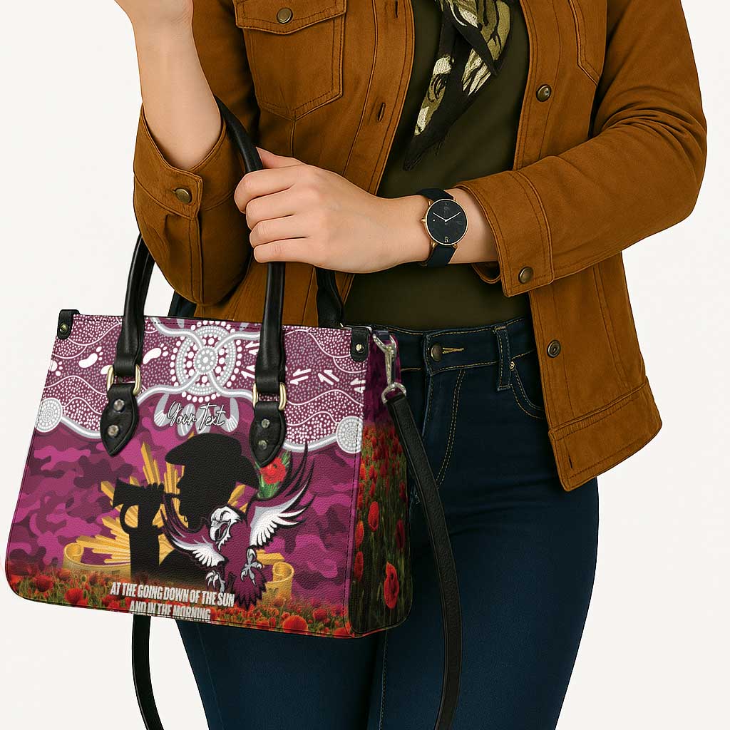 Personalised Sea Eagles Rugby ANZAC Day Leather Bag Last Post Poppy We Will Remember Them