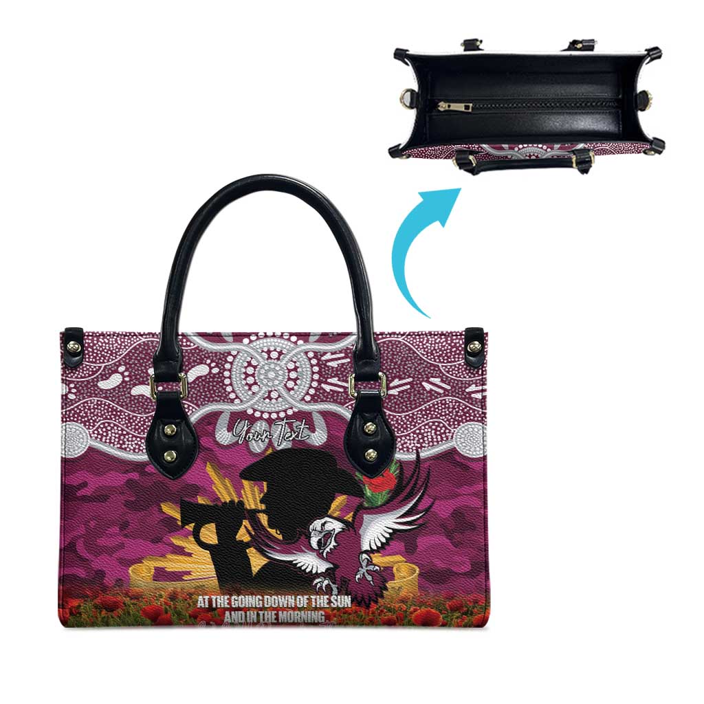 Personalised Sea Eagles Rugby ANZAC Day Leather Bag Last Post Poppy We Will Remember Them