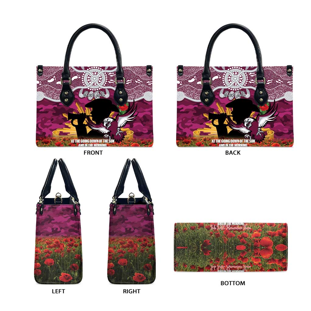 Personalised Sea Eagles Rugby ANZAC Day Leather Bag Last Post Poppy We Will Remember Them