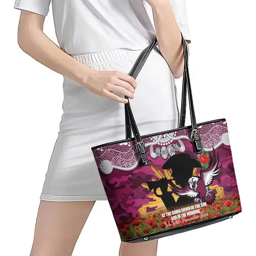 Personalised Sea Eagles Rugby ANZAC Day Leather Tote Bag Last Post Poppy We Will Remember Them