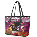 Personalised Sea Eagles Rugby ANZAC Day Leather Tote Bag Last Post Poppy We Will Remember Them