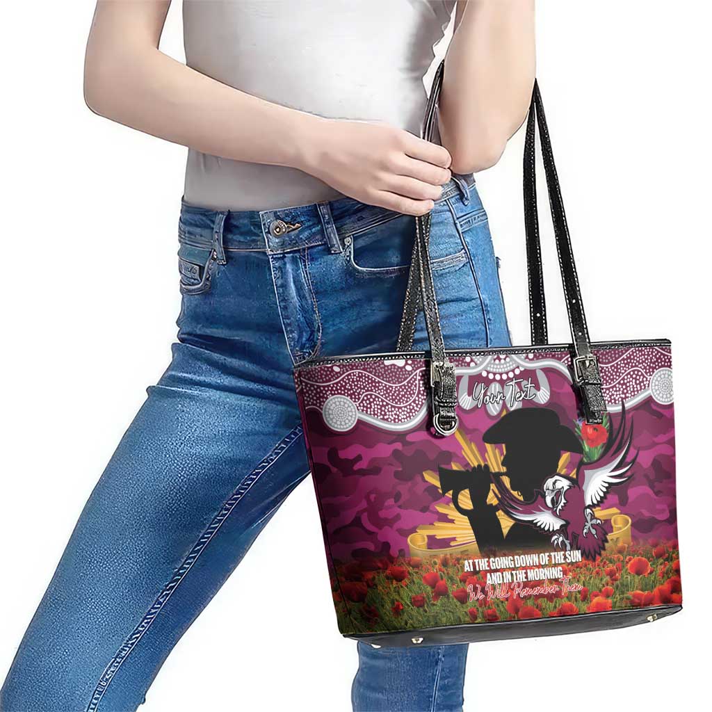 Personalised Sea Eagles Rugby ANZAC Day Leather Tote Bag Last Post Poppy We Will Remember Them