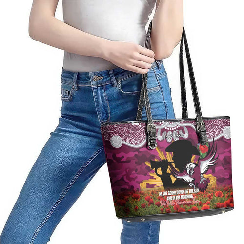Personalised Sea Eagles Rugby ANZAC Day Leather Tote Bag Last Post Poppy We Will Remember Them