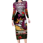 Personalised Sea Eagles Rugby ANZAC Day Long Sleeve Bodycon Dress Last Post Poppy We Will Remember Them