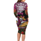 Personalised Sea Eagles Rugby ANZAC Day Long Sleeve Bodycon Dress Last Post Poppy We Will Remember Them