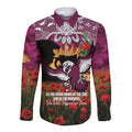 Personalised Sea Eagles Rugby ANZAC Day Long Sleeve Button Shirt Last Post Poppy We Will Remember Them