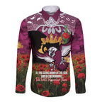 Personalised Sea Eagles Rugby ANZAC Day Long Sleeve Button Shirt Last Post Poppy We Will Remember Them