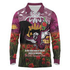 Personalised Sea Eagles Rugby ANZAC Day Long Sleeve Polo Shirt Last Post Poppy We Will Remember Them