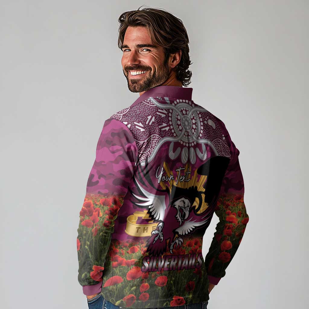 Personalised Sea Eagles Rugby ANZAC Day Long Sleeve Polo Shirt Last Post Poppy We Will Remember Them
