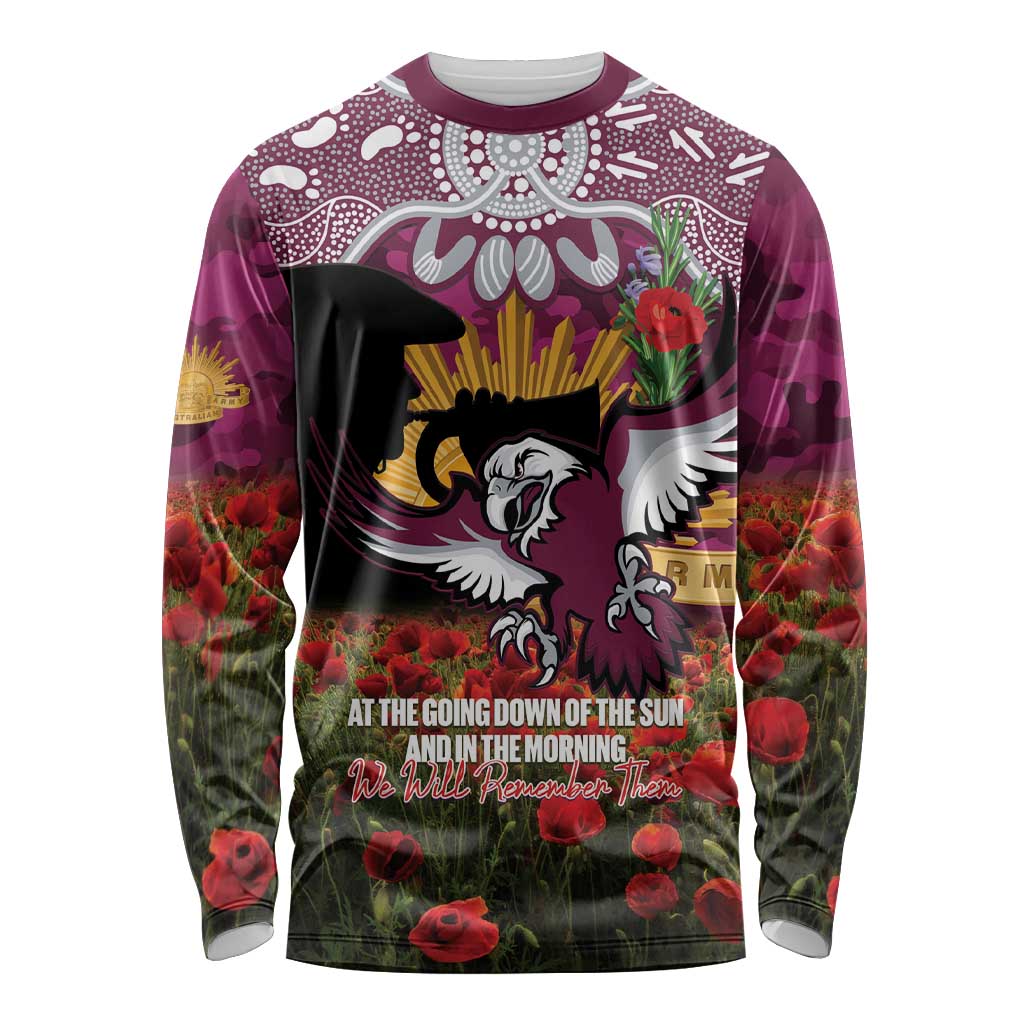Personalised Sea Eagles Rugby ANZAC Day Long Sleeve Shirt Last Post Poppy We Will Remember Them