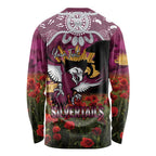 Personalised Sea Eagles Rugby ANZAC Day Long Sleeve Shirt Last Post Poppy We Will Remember Them