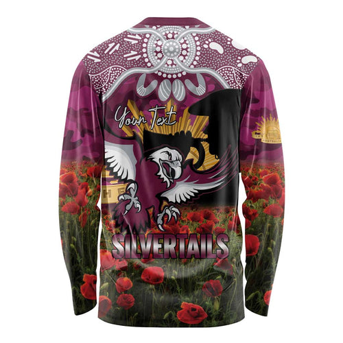Personalised Sea Eagles Rugby ANZAC Day Long Sleeve Shirt Last Post Poppy We Will Remember Them