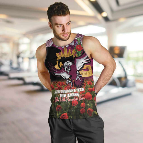 Personalised Sea Eagles Rugby ANZAC Day Men Tank Top Last Post Poppy We Will Remember Them