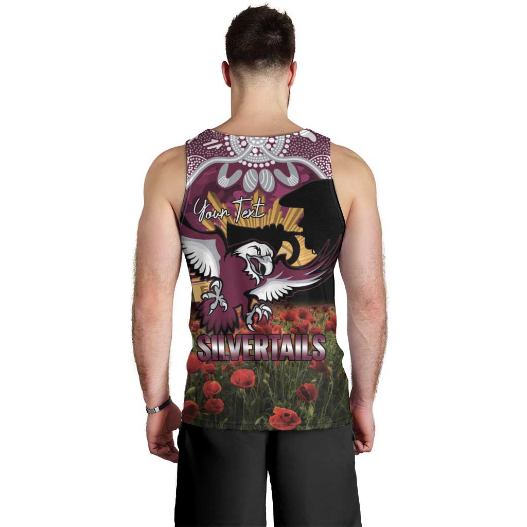 Personalised Sea Eagles Rugby ANZAC Day Men Tank Top Last Post Poppy We Will Remember Them