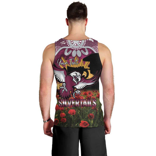 Personalised Sea Eagles Rugby ANZAC Day Men Tank Top Last Post Poppy We Will Remember Them