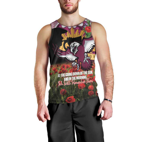 Personalised Sea Eagles Rugby ANZAC Day Men Tank Top Last Post Poppy We Will Remember Them
