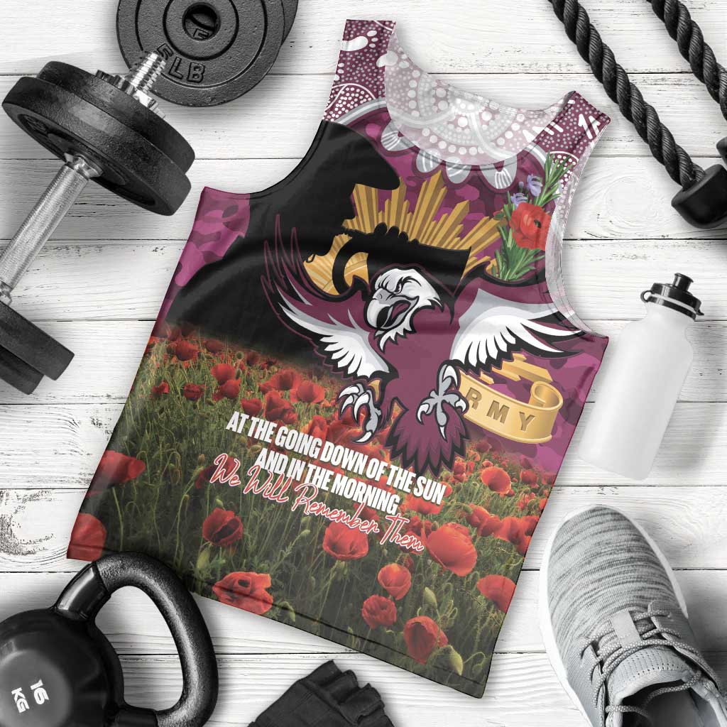 Personalised Sea Eagles Rugby ANZAC Day Men Tank Top Last Post Poppy We Will Remember Them