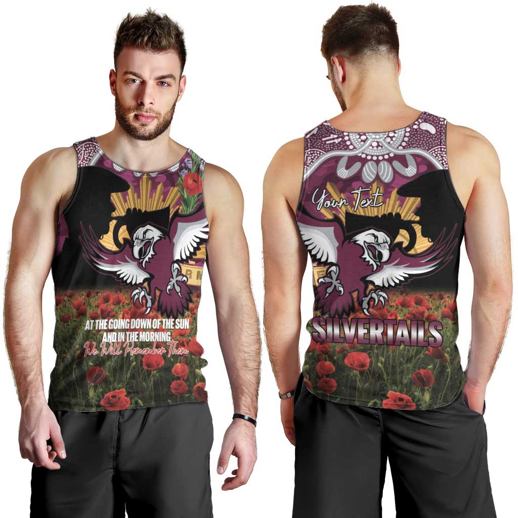 Personalised Sea Eagles Rugby ANZAC Day Men Tank Top Last Post Poppy We Will Remember Them