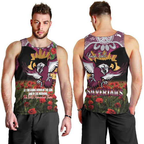 Personalised Sea Eagles Rugby ANZAC Day Men Tank Top Last Post Poppy We Will Remember Them