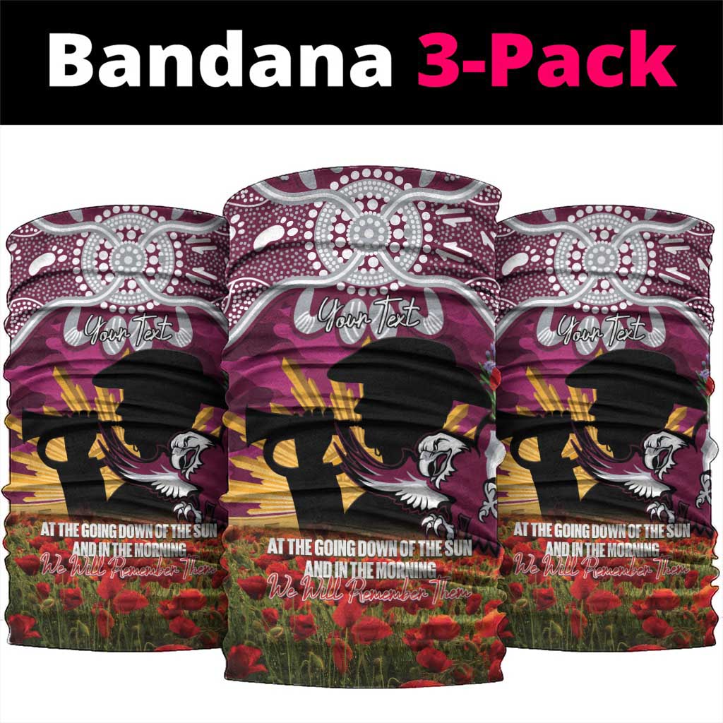 Personalised Sea Eagles Rugby ANZAC Day Neck Gaiter Last Post Poppy We Will Remember Them