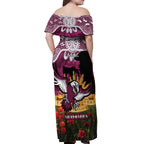 Personalised Sea Eagles Rugby ANZAC Day Off Shoulder Maxi Dress Last Post Poppy We Will Remember Them