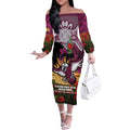 Personalised Sea Eagles Rugby ANZAC Day Off The Shoulder Long Sleeve Dress Last Post Poppy We Will Remember Them
