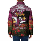 Personalised Sea Eagles Rugby ANZAC Day Padded Jacket Last Post Poppy We Will Remember Them