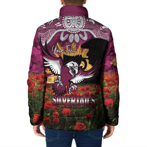 Personalised Sea Eagles Rugby ANZAC Day Padded Jacket Last Post Poppy We Will Remember Them