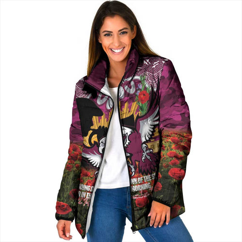 Personalised Sea Eagles Rugby ANZAC Day Padded Jacket Last Post Poppy We Will Remember Them